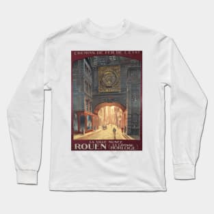 Rouen, Normandy France  - Vintage French Railway Travel Poster Long Sleeve T-Shirt